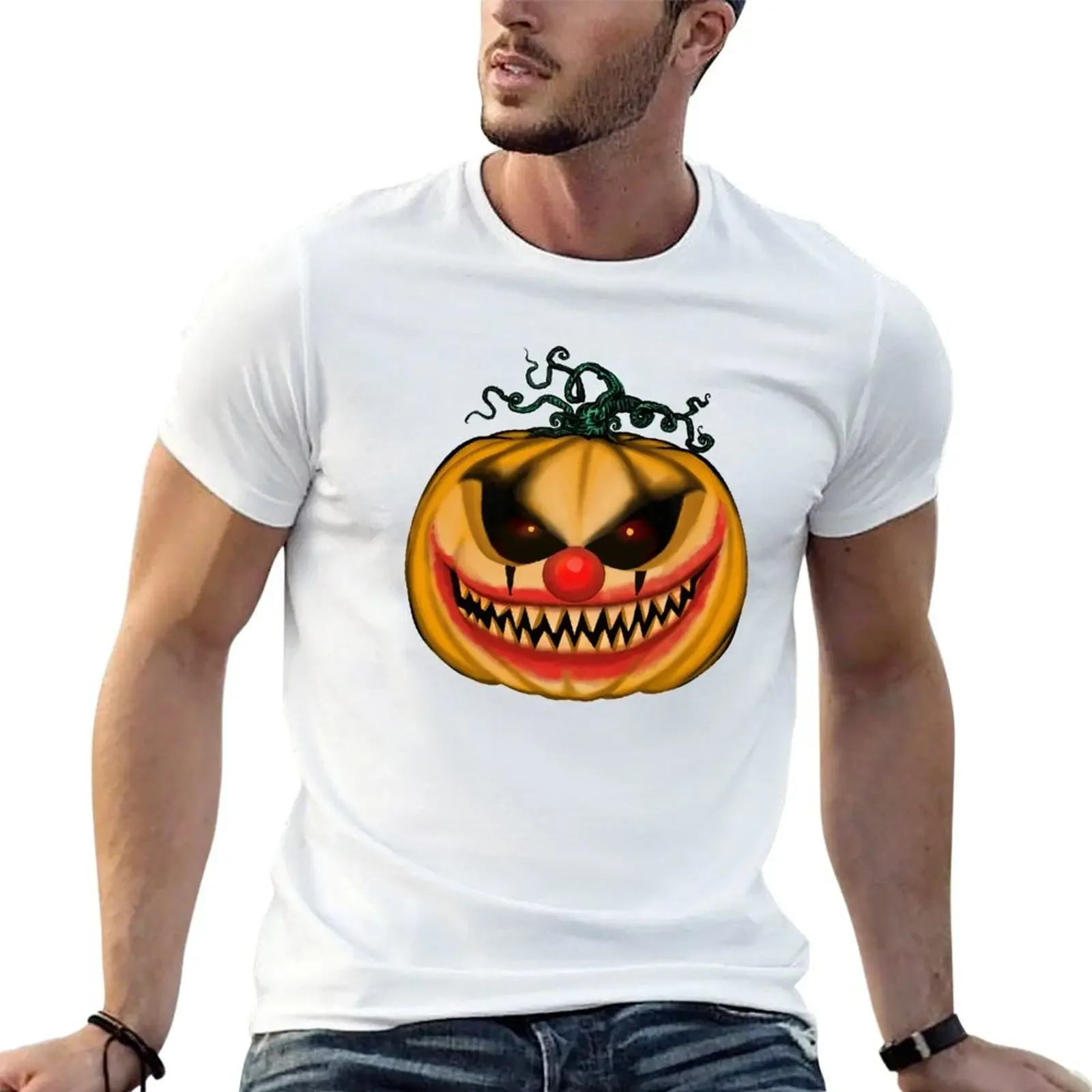 

Evil Clown Pumpkin T-shirt summer tops animal prinfor boys clothes for men