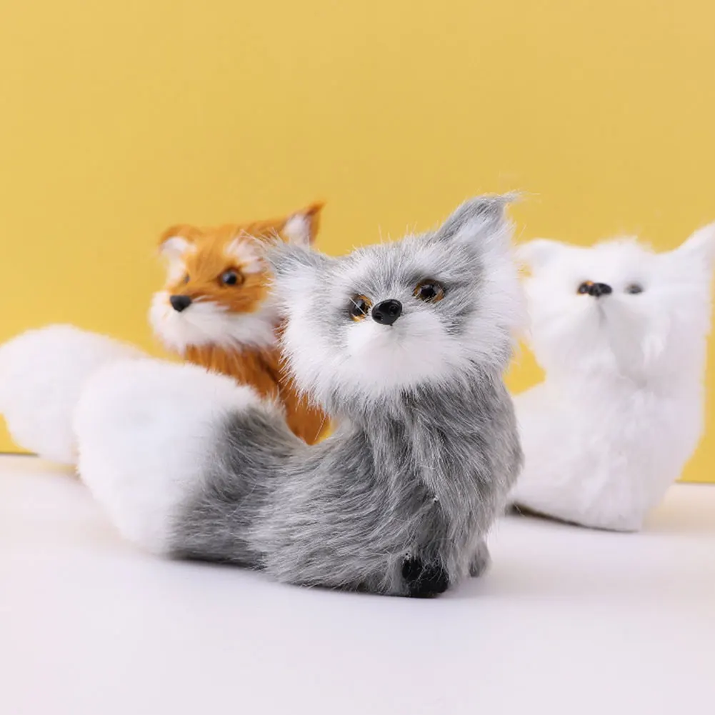 Cute Imitation Fox Ornaments Simulation Mini Squatting Squirrel Model Children Birthday Gifts Home Decor Plush Figures Craft 4