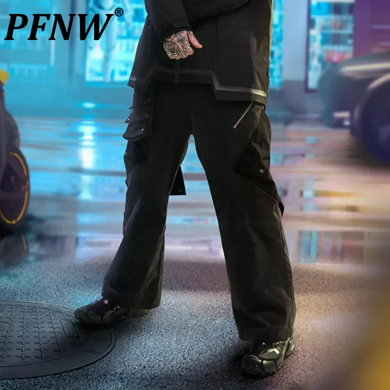 

PFNW Corduroy Pockets Patchwork Men's Casual Pants High Street Niche Design Straight Trousers 2023 Autumn Avant-garde 28W1745