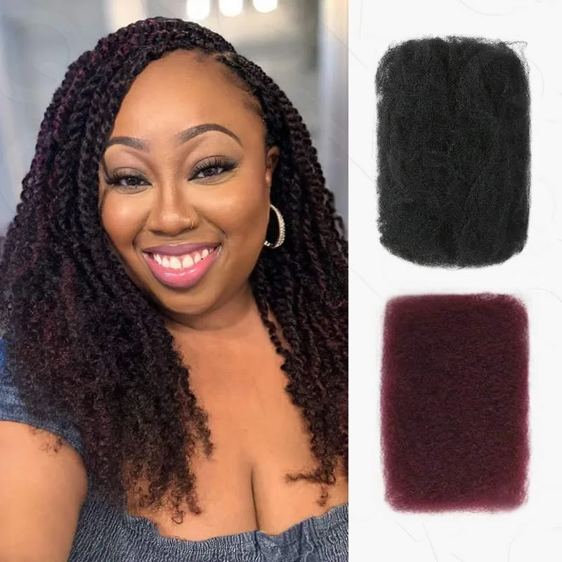 Best Quality QVR Afro Kinky Bulk Hair for Dreadlocks Affordable Sale Top Tight Kinkys for Loc Repair Twist Braiding 1 Pack 50g 2