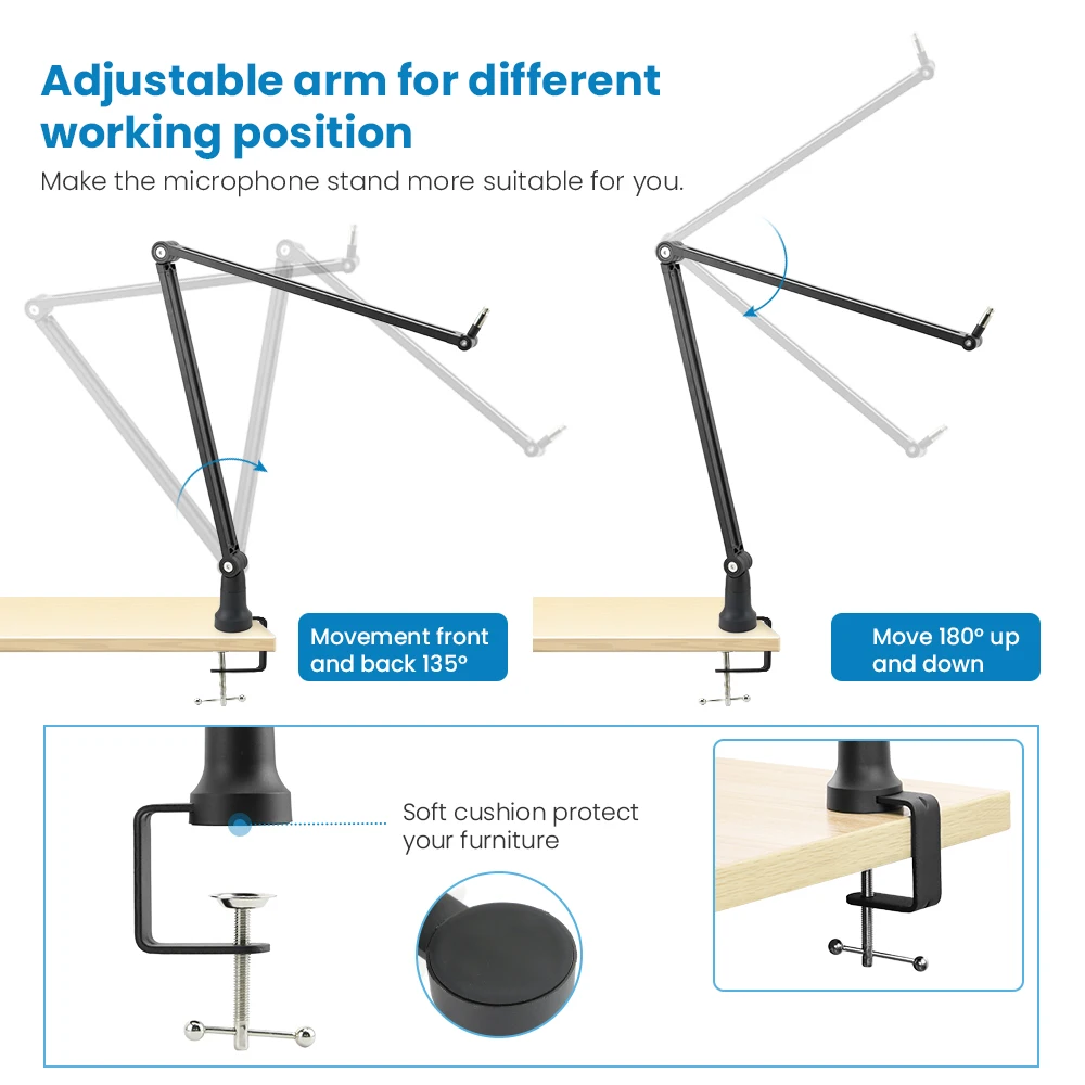 Microphone Stand For BM800 Holder Arm Studio Professional Stand For Microphone Clip Mounting Extendable Recording Mic