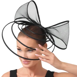 Big Fascinators Hat For Women Weddings Amazing Headwear With Bow For Party Kenducky Royal Asscot Pillbox Cap Hair Clip Bride