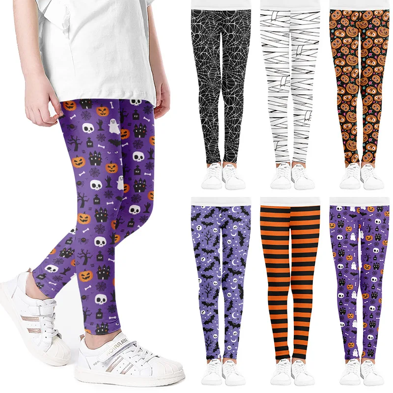 

Halloween Pants 4-10Y Girls' Outerwear Leggings Children's Thin Printed Sports Pants