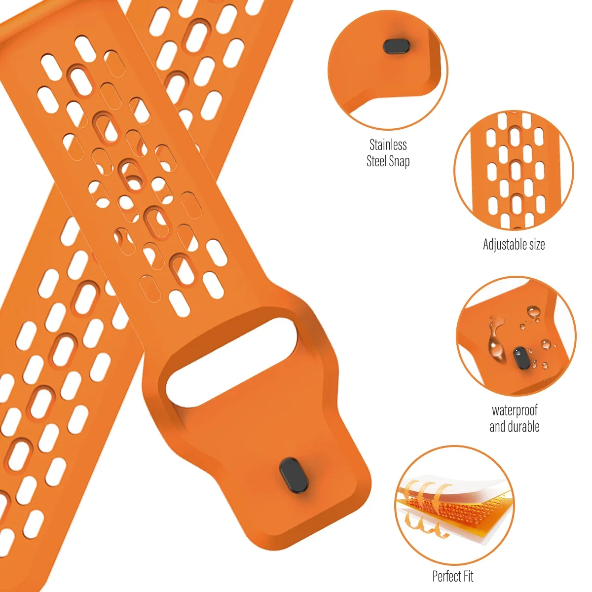 Versatile Silicone Watch Band in Multiple Sizes