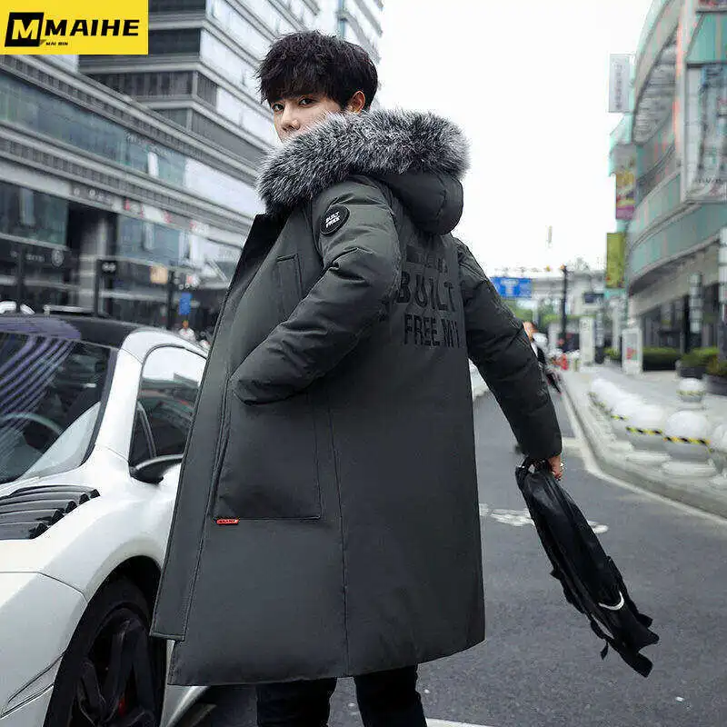 Winter New Men's Down Jacket With Thickened Hooded Fur Collar Parka Outdoor White Duck Down Filling  Warmth  Men's Clothing