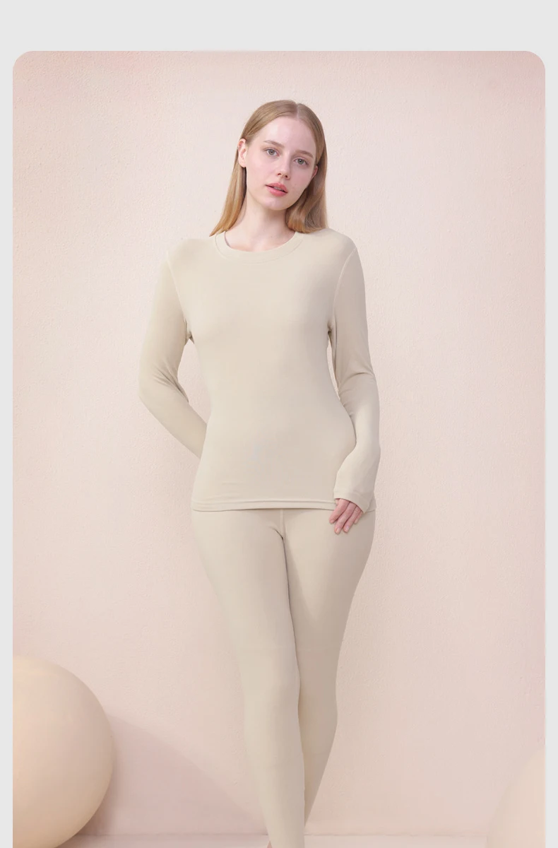 Winter frauen Thermo-unterwäsche Kaschmir seide patch Verdickt Einfarbig Casual Bodenbildung Shirt Warme Hosen Pyjama Paare Set – Detail 10