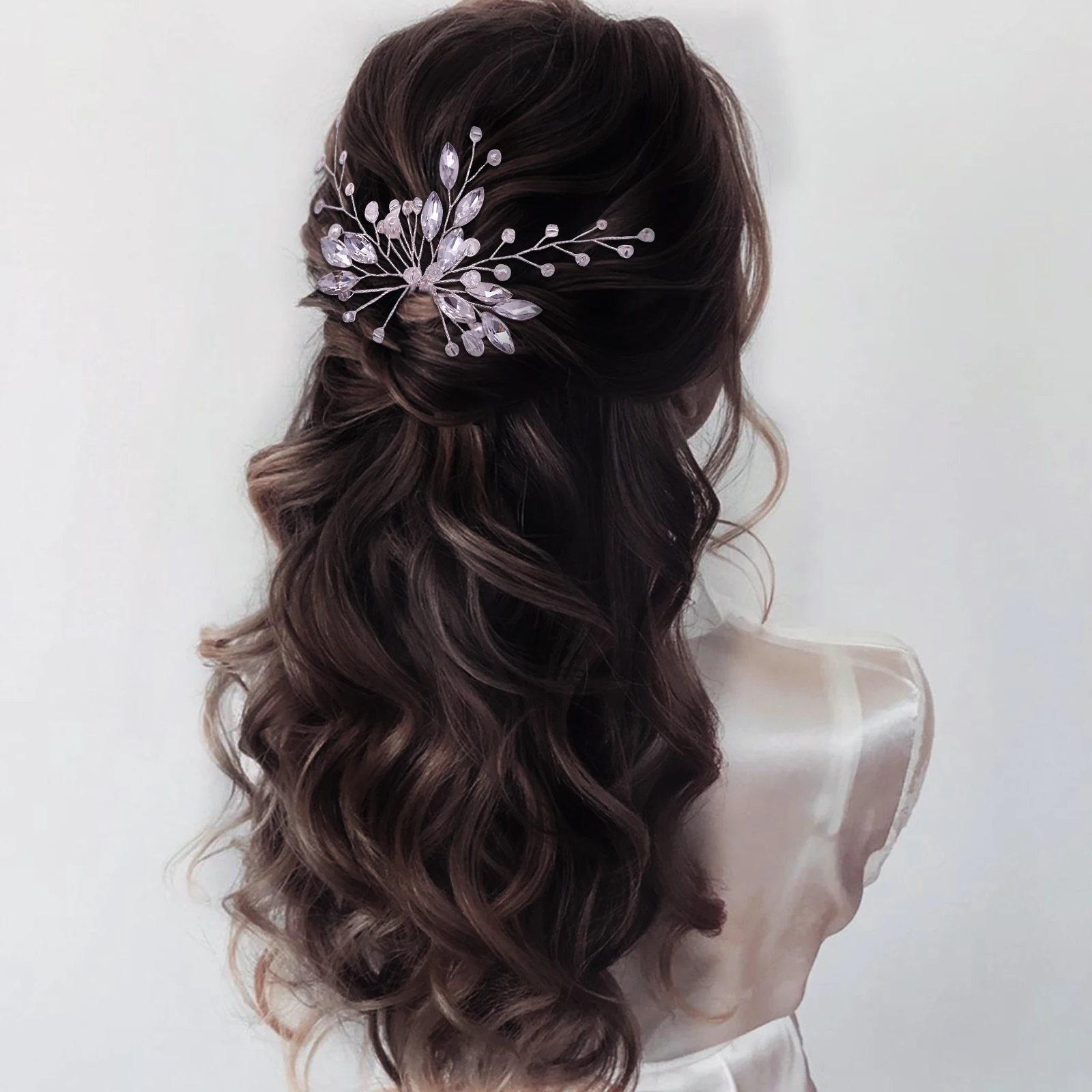 Dimeho 4 forcine per capelli da sposa, con foglia dorata, con perle di cristallo, accessorio per capelli da sposa, vintage, accessori per capelli per spose, damigelle d'onore e donne