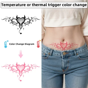 Adesivo per tatuaggi sexy e affascinante che cambia colore con la temperatura corporea, impermeabile e resistente al sudore, tatuaggio realistico per addome e petto.