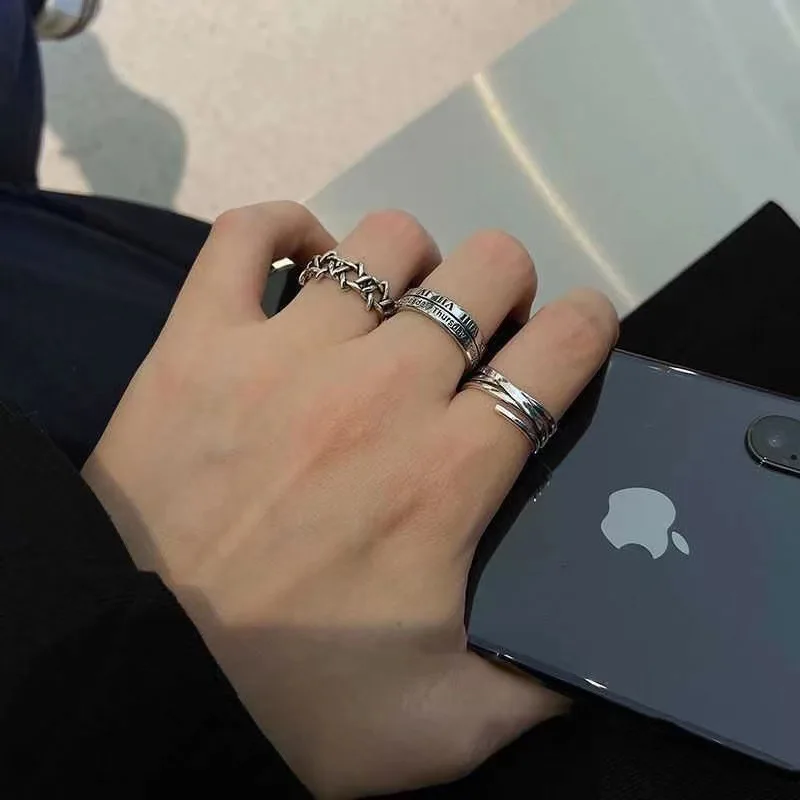 Numeri Romani Vintage Cool Rings Set Per Le Donne Rock Hip Hop Twist Geometry Open Rings Fashion Ins Jewelry Gifts