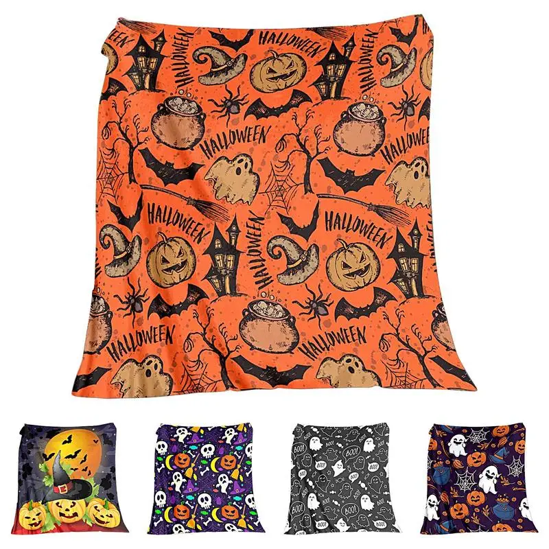 

Pumpkin Throw Blanket Couch Bed Fall Thanksgiving Gift Blankets Lightweight Cartoon Flannel Blanket Home Decoration Accessories