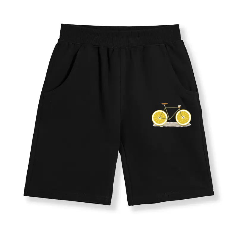 Children Summer Sweatpants Lemon Bicycle Loose Shorts Boys Girl Elastic Waist Pant 3-14Y
