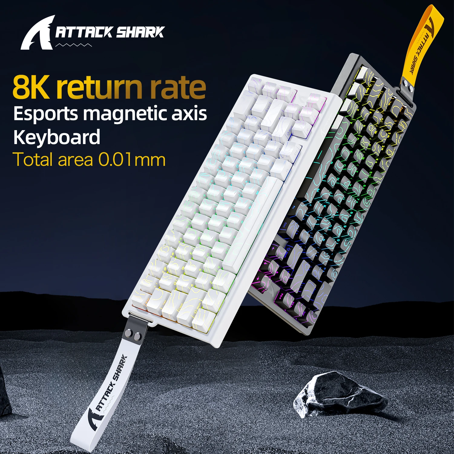 ATTACK SHARK X68 HE 유선 마그네틱 기계식 게이밍 키보드 0.01mm 래피드 트리거 8000Hz 폴링 레이트 0.125ms 레이턴시 SOCD Pro
