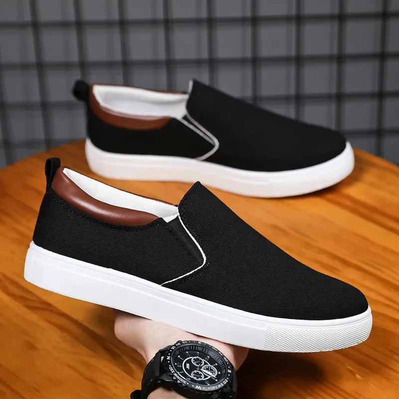 

Men Canvas Shoe Casual Sneaker for MenLight Slip-on Vulcanized Comfortable Male Flats Loafers New Black Trainers Zapatos Hombre