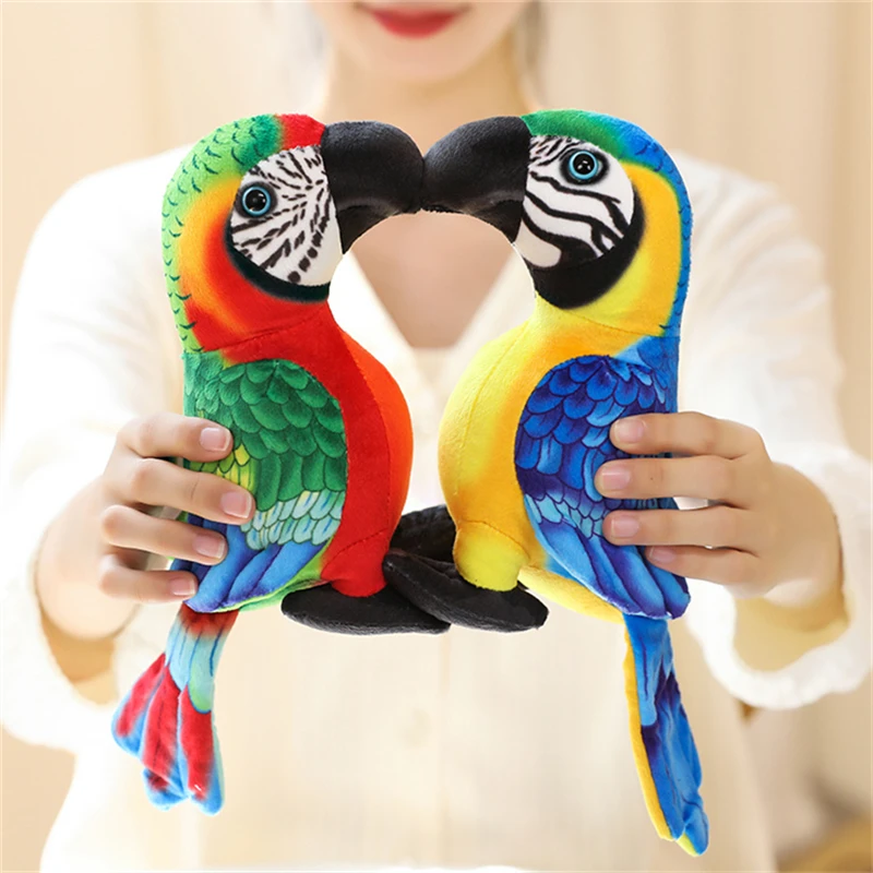 Perroquet en peluche Animal oiseau poupée parlant artificiel réaliste,  modèles d'ornement animaux Cockatiel oreiller pour enfants - AliExpress