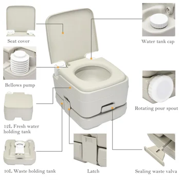 Outdoor Portable Camping Toilet Caravan Travel Boating Flush Elderly Pregnant Woman Water-saving Mobile Removable Flush Toilet 2