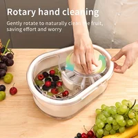 Portable Fruit and Vegetable Cleaning Machine, Full Side Rotating Washer and Automatic Drainage System, 1pc 1