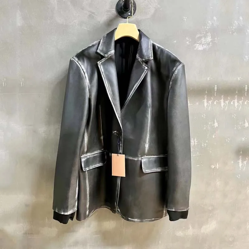 

Women Coat Spring And Autumn Regular Length Casual Clothes 2023 New Fashion Vintage Real Sheepsin Jacket Suit Style