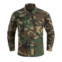  Military Camouflage Tactical Shirt Men's Long Sleeve Outdoor Sports Army Battle Combat Uniform BDU Shirt Hunting Hiking Shirts 