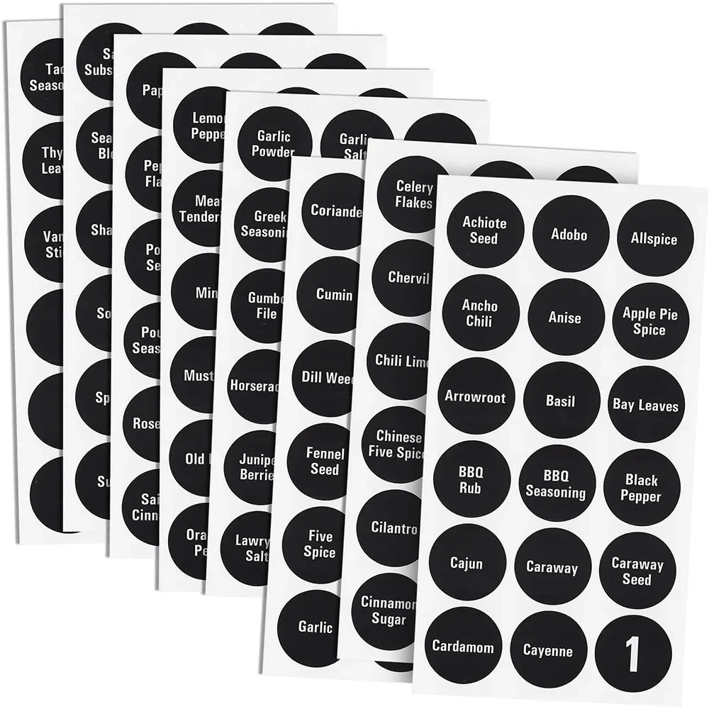Description Picture 6 of item144pcs Printed Round Spice Stickers Seasoning Bottle Jar Labels Storage Kitchen Waterproof Stickers Spice Tags BBQ Label