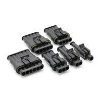 10 Sets AMP Waterproof Connector 1/2/3/4/5/6 Pin 12A IP68 Electrical Automotive Wire Connector Plug Terminals Truck Car 2
