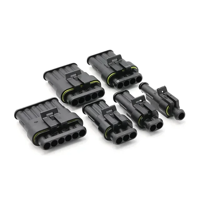 10 Sets AMP Waterproof Connector 1/2/3/4/5/6 Pin 12A IP68 Electrical Automotive Wire Connector Plug Terminals Truck Car 2