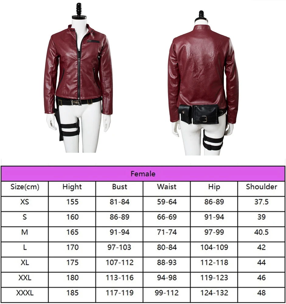 thumbnail image 1 of Disfraz de Claire para cosplay, chaqueta de cuero roja, disfraz para fiesta de carnaval y Halloween para mujer adulta, 1 of 5