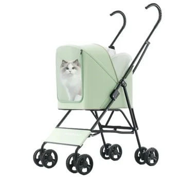 Cat Stroller Folding Cat Transportation 360 ° Universal Four-wheel Portable Cat Carrier Breathable Luxury Pet Travel Products