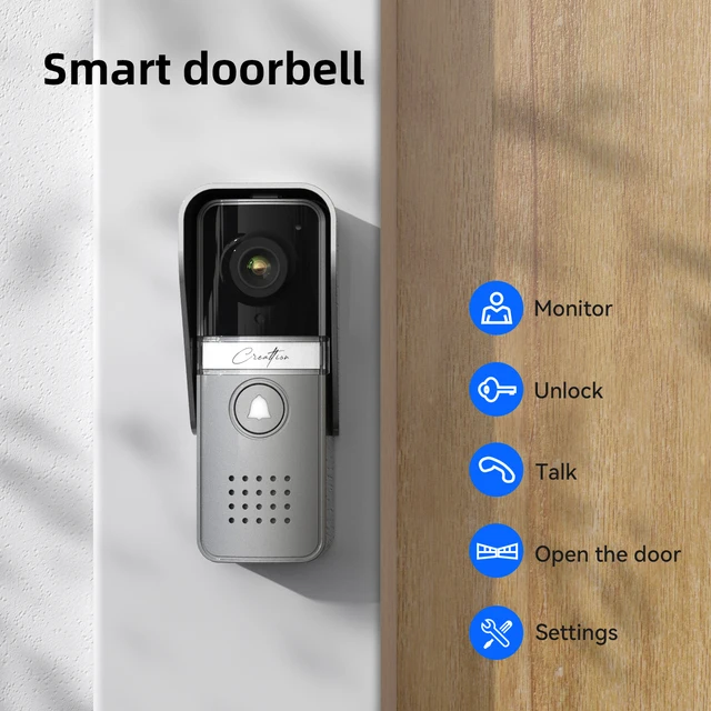 TMEZON video door intercom doorbell intercom system,  7 inch 1 monitor 1 camera touch button, night vision 6
