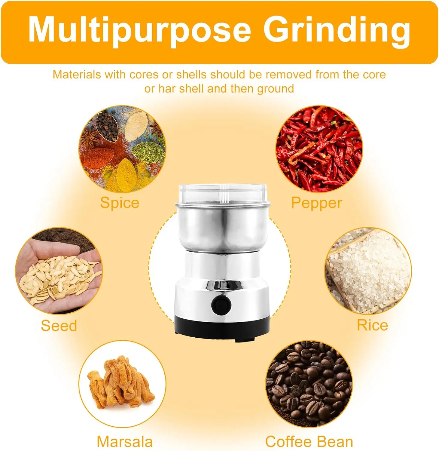 Description Picture 5 of itemElectric Coffee Grinders Mill Food Grinder Machine Coffee Beans Grains Herbs Seasonings Spices Grinding Machine Kitchen Tool