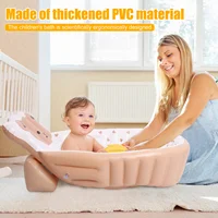 PVC Inflatable อ่างอาบน้ําเด็กไม่ลื่นเด็กวัยหัดเดิน Bath Tub นุ่มสบาย Travel อ่างล้างหน้า Ergonomic Baby Bath Tub สําหรับทารกแรกเกิด 4