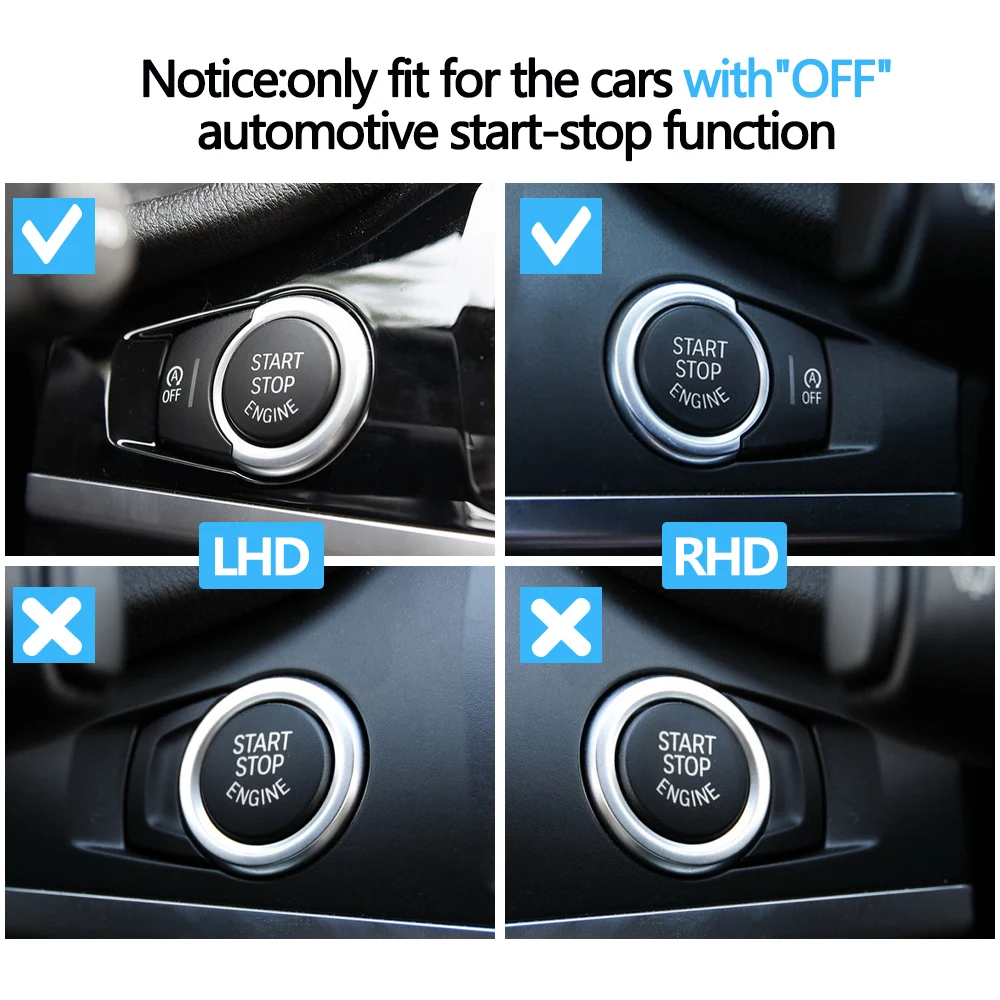 LHD RHD Car Engine Start Stop Button Switch Cover OFF Button For BMW X3 X4 X5 X6 F25 F26 F15 F16 61319291693,61319291694 car start button cover car start button car start stop button
