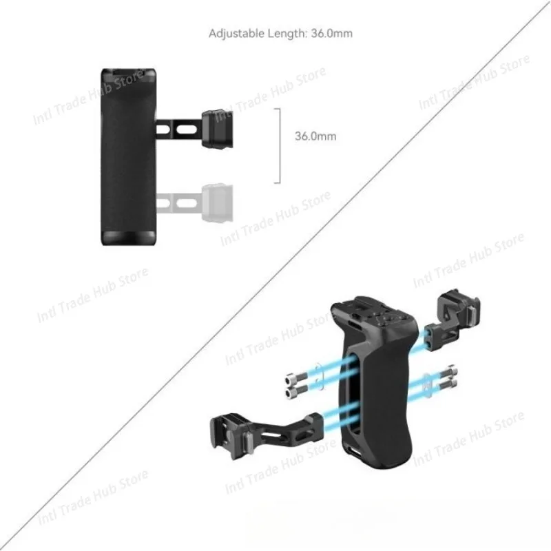 1/4-20 나사가 있는 사이드 핸들, DSLR 카메라 케이지용 범용 알루미늄 실리콘 그립, 콜드 슈 마운트 포함