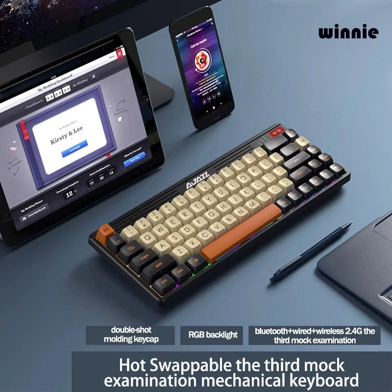 

AJAZZ K690T The Third Mock Examination Mechanical Keyboard Gaming Keyboard Rgb Backlight Hot Swappable Gasket Office Keyboard