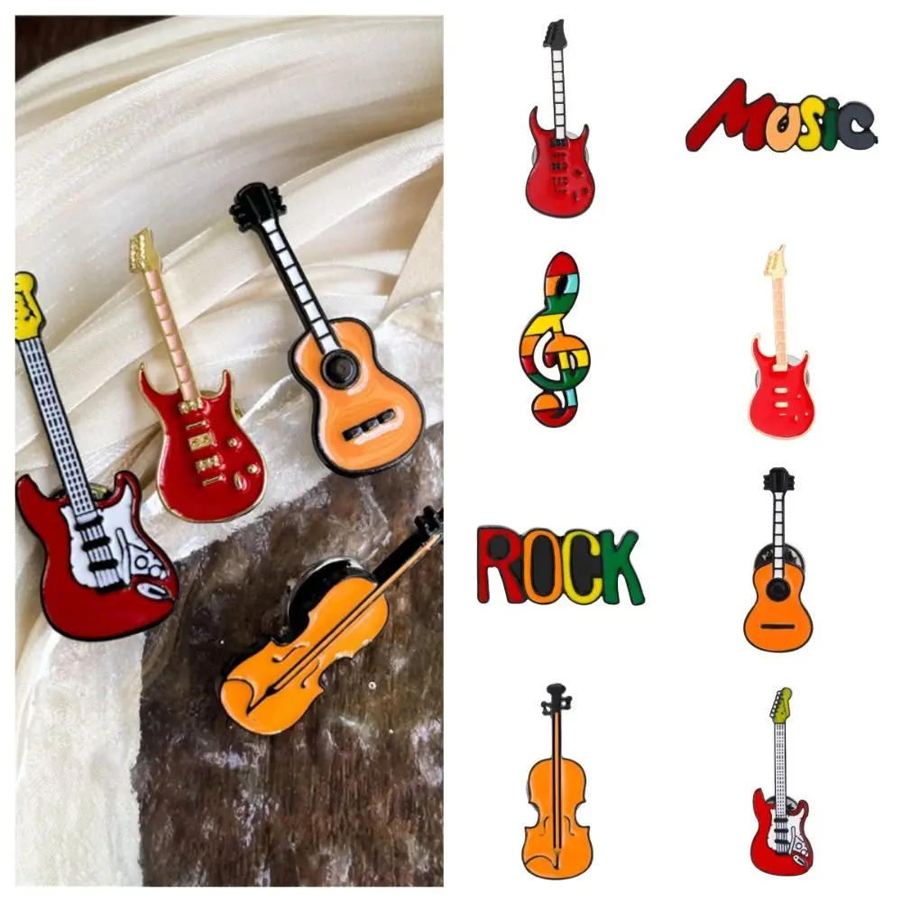 Ukulele Smalto Pin Moda Chitarra Elettrica Strumento Musicale Rock Bag Pins Lega Arcobaleno Carino Smalto Spille Amante Della Musica