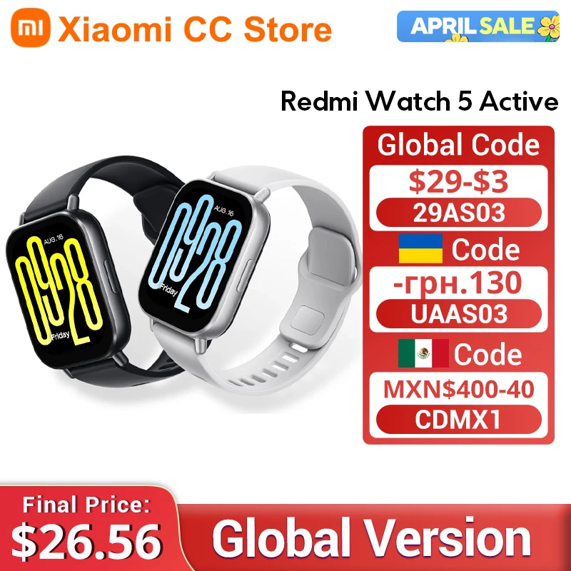 Smart Watch Global Version Xiaomi Redmi Watch 5 Active 2'' Display Up to 18 days life 140+ workout modes Bluetooth calling 5ATM
