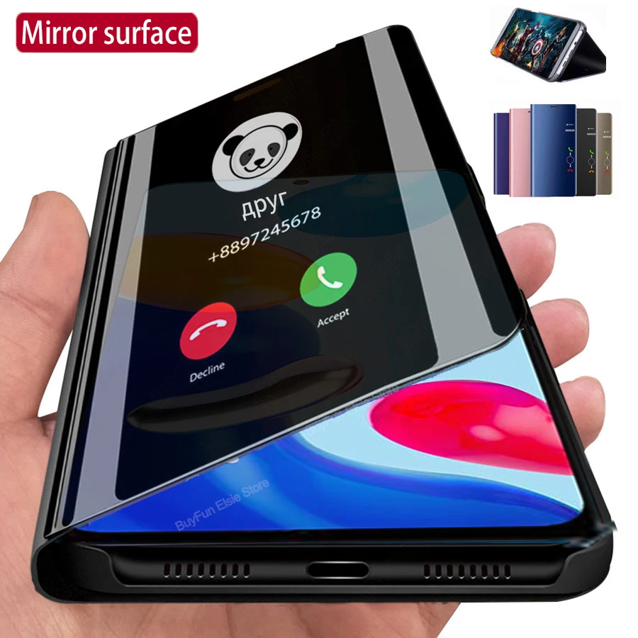 Smart Flip Case For Xiaomi Redmi Note 11 Series Mirror Stand Cover_voghion.com