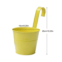 Candy Colors Hanging Planter Stand Balcony Flower Pot Bucket Garden Iron Indoor Outdoor Durable Total Height 18CM Railing Fence 5
