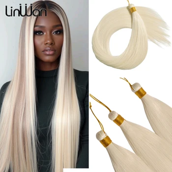 26 inch Ariel Straight Pony Hair Bundles Crochet Braids Hair Synthetic Braiding Hair Ombre Blonde Crochet Hair Extensions 1