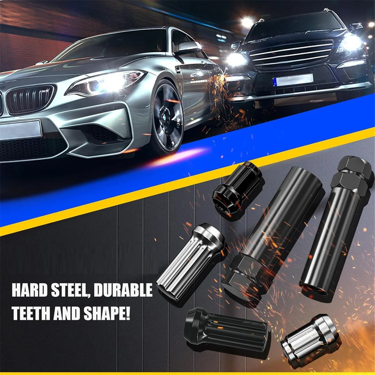 Small 6 Spline & 7 Spline Sockets Fuel Rim Lug Nut Key Wrench for Aftermarket Lugnuts 14x1.5, 14x2.0, 12x1.5, 12x1.25&mdash;L49A