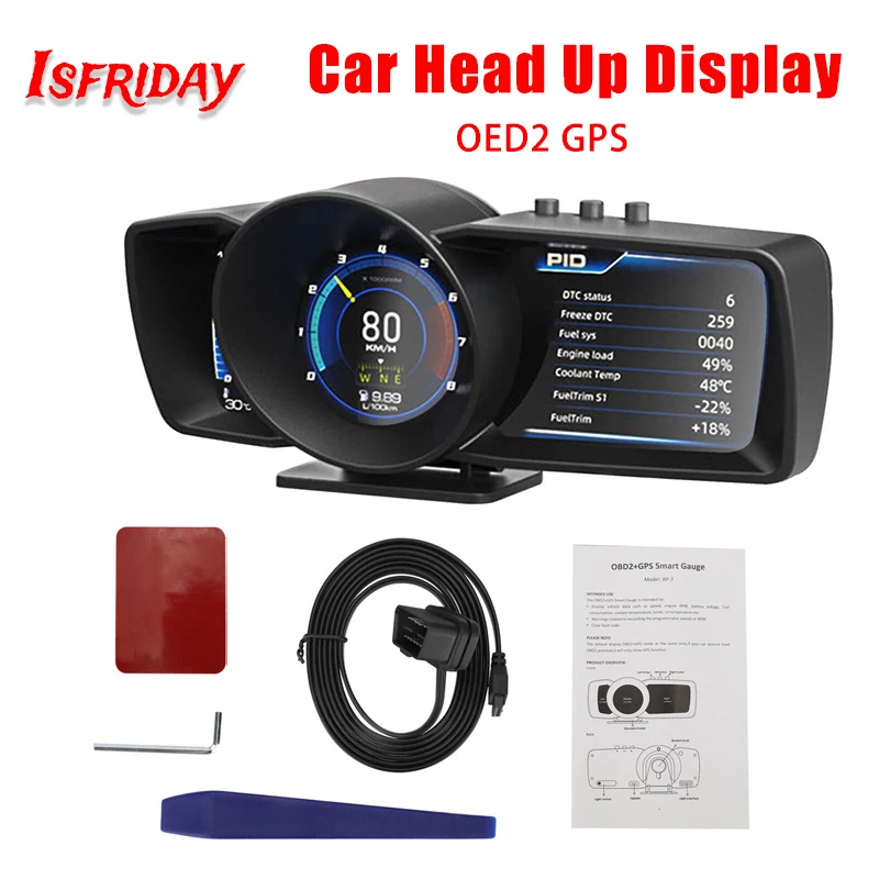 Vjoycar V60 – Affichage Tête Haute Automatique, Obd2 + Gps, Hud, Jauge,  Odomètre Numérique, Alarme De Sécurité, Température De L'eau Et De L'huile  Tr/min - Affichage Tête Haute - AliExpress