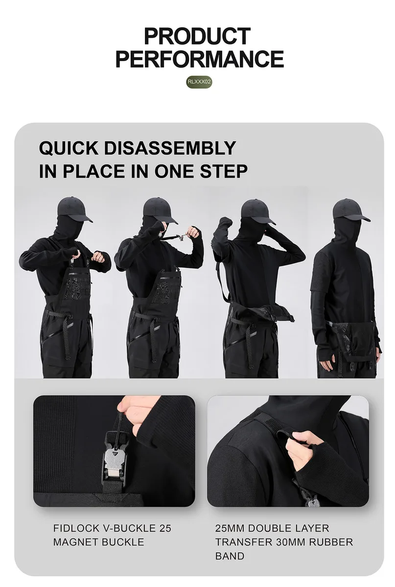 Reindee Lusion 22FW Functional outdoor waterproof ski jumpsuit 3L composite fabric fidlock buckles techwear gorpcore