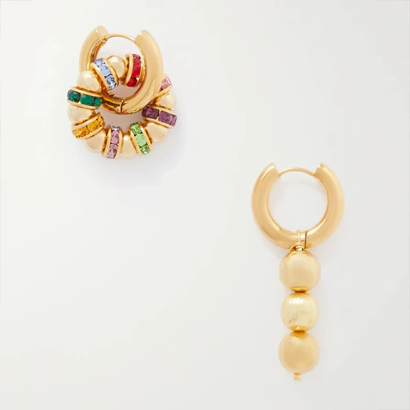 

Korean Design Multicolor Zircon Piercing Earrings Fashionable Charm Natural Pearl Stainless Steel Circle Huggie Hoops Jewelry