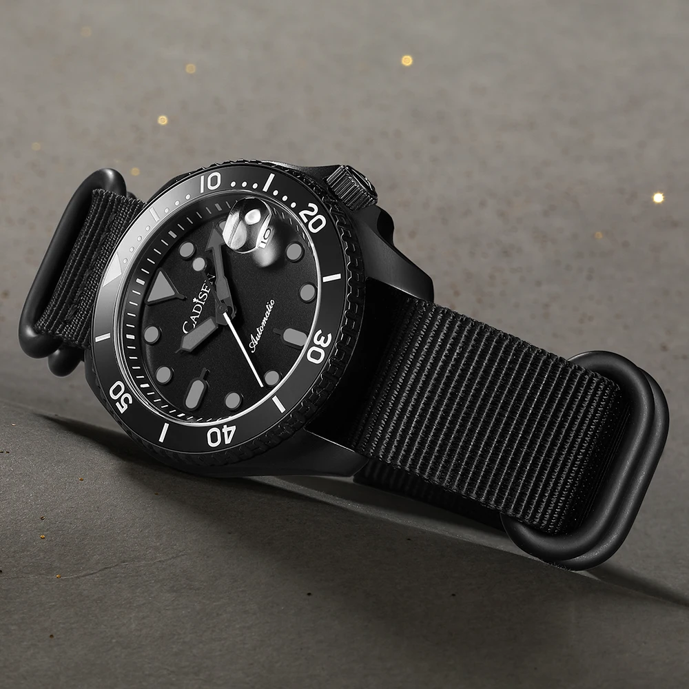 CADISEN Nuovo Orologio da polso meccanico luminoso da uomo con lunetta in ceramica, vetro zaffiro, cinturino in nylon, orologio automatico da uomo Relogio Masculino_voghion.com