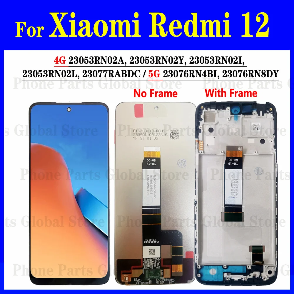 6.79 "pour Redmi 12 écran LCD 23053RN02Y écran Tactile 23053RN02A Numériseur Assemblée 23053RN02L Pour Redmi 12 LCD Remplacement