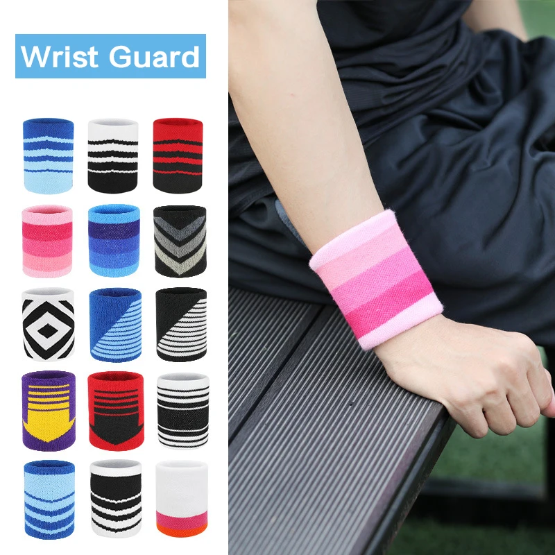 1Pc Colorful Polyester Cotton Adults Kids Unisex Sport Sweat Band Wrist Protector Gym Fitness Sports Safety Wrist Support Brace