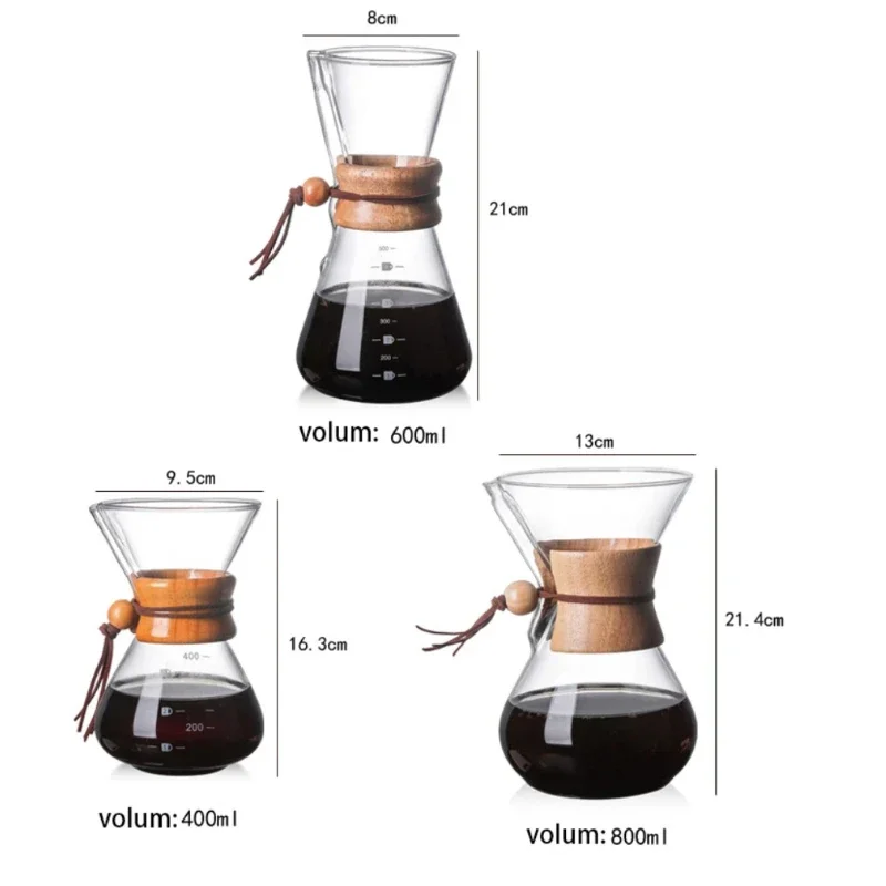 Pour Over 800ML/600ML/400ML Coffee Maker Reusable Stainless Steel Permanent Filter Manual Coffee Dripper with Real Wood Sleeve coffee maker pour over coffee maker