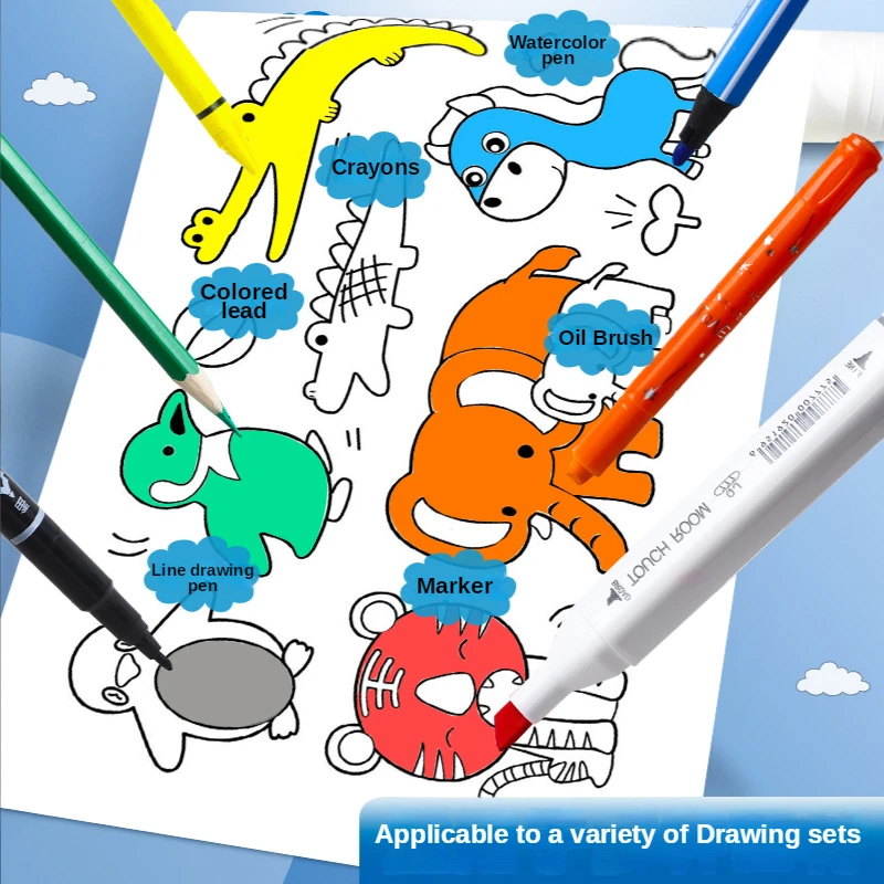 DIY Children's Drawing Roll Sticky Color Filling Paper Coloring Paper Roll for Kids Graffiti Scroll Painting Educational Toys