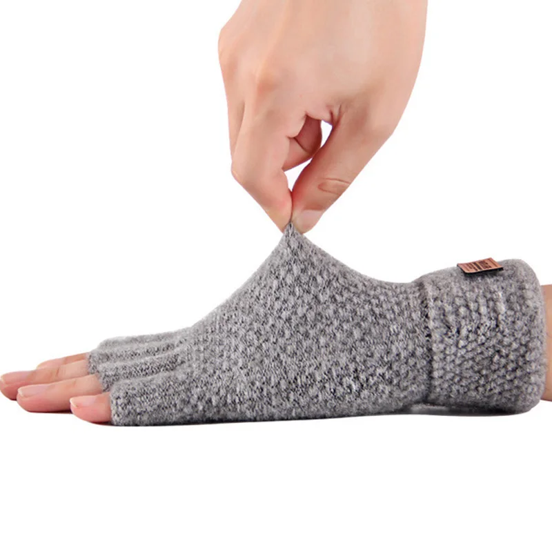 

Winter Fingerless Gloves For Men Women Thick Warm Elastic Knitted Wool Half Finger Mittens Fashion Outdoor Sports Driving Gloves