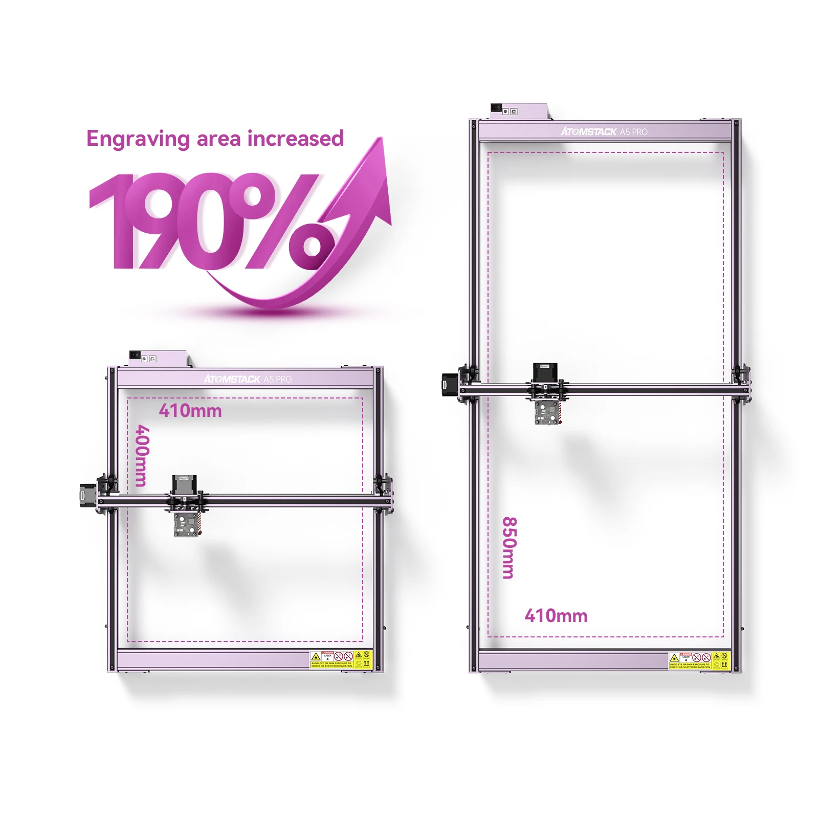 ATOMSTACK  Engraving Area Y-axis Extension Kit Expand to 850x410mm for Laser Engraving Machine A5 Series Engraving