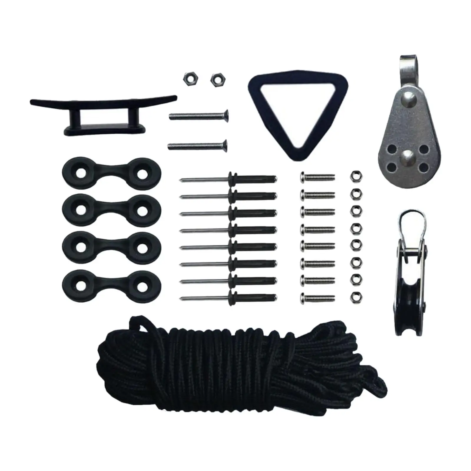 

Kayak Anchor Trolley System with Rope Screws and Nuts Pad Eyes Rivet
